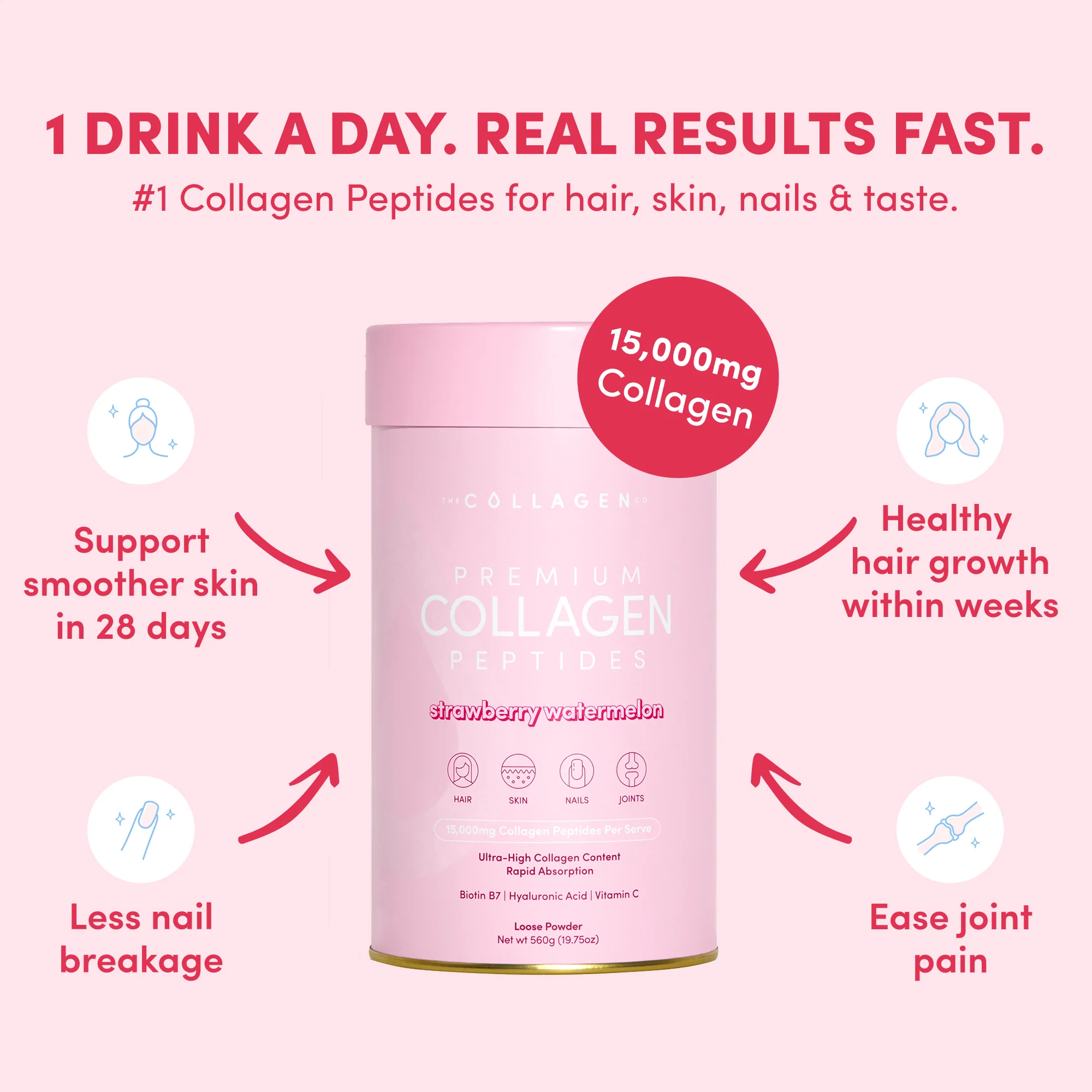 Strawberry Watermelon Collagen Powder - 560g - Image 4