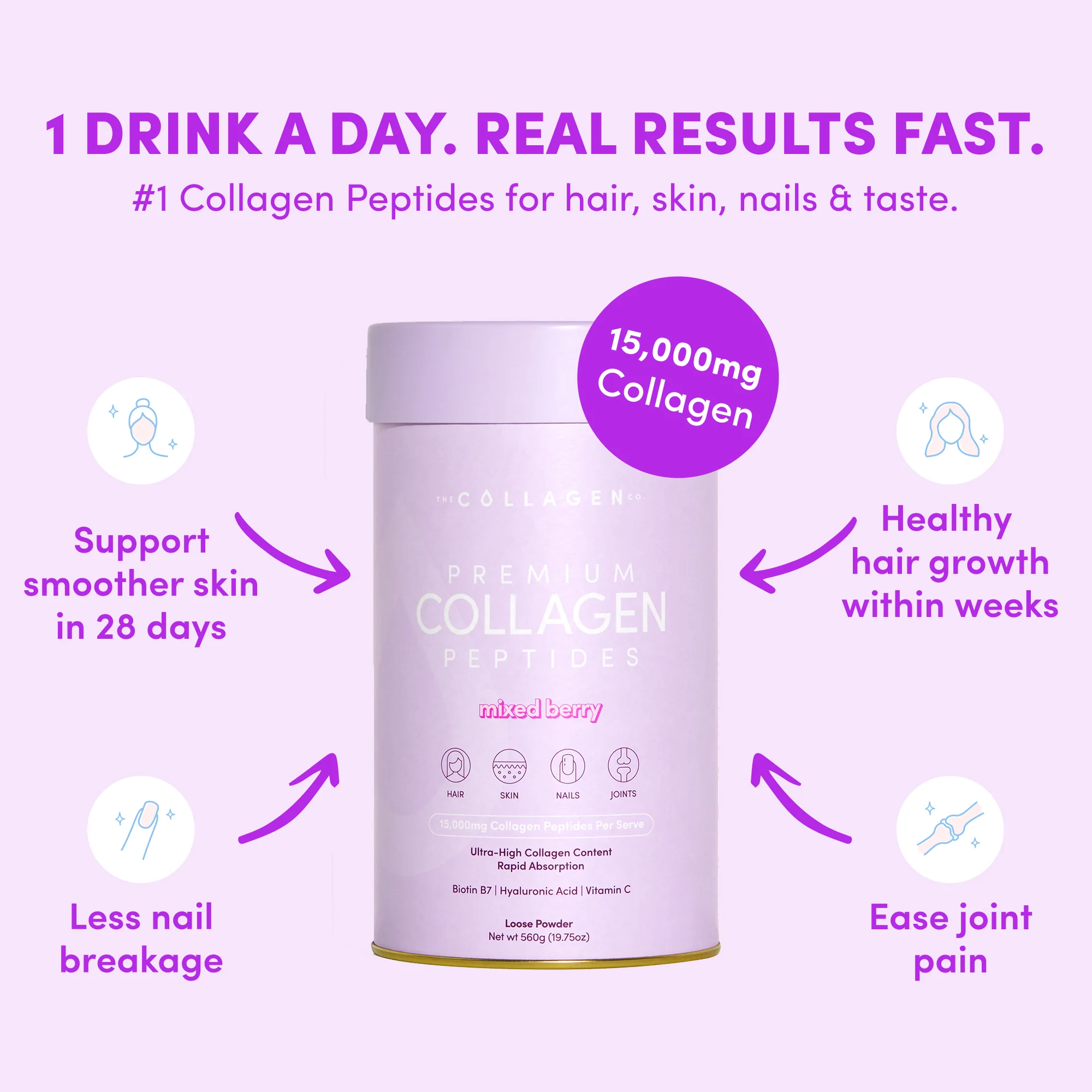 Mixed Berry Collagen Powder -  560g - Image 4