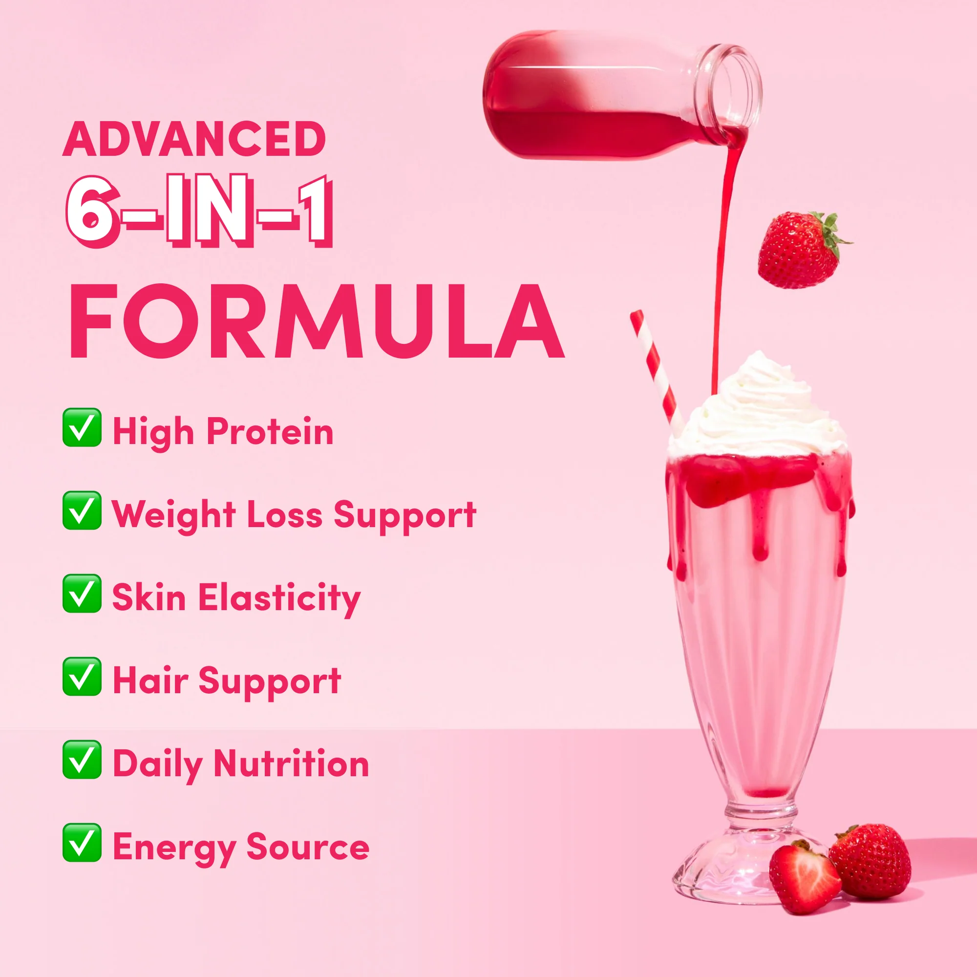 Strawberry Milkshake Collagen Meal Replacement - 756g - Image 5
